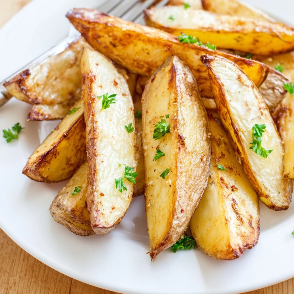 Crispy Potato Wedges served hot with ketchup or garlic aioli for dipping