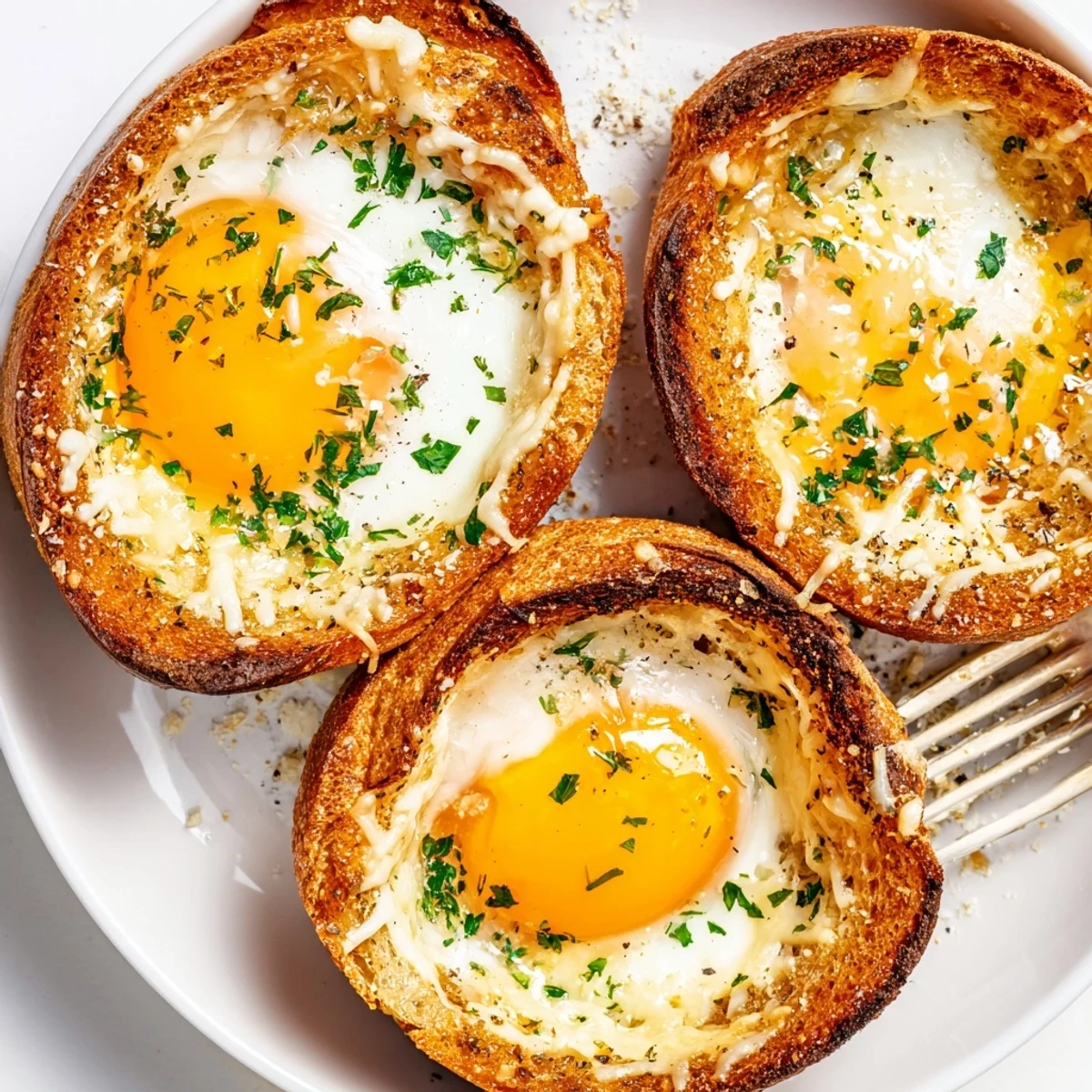 Crispy-edged Lazy Garlic Bread Egg Cups with melted mozzarella, perfect brunch bite