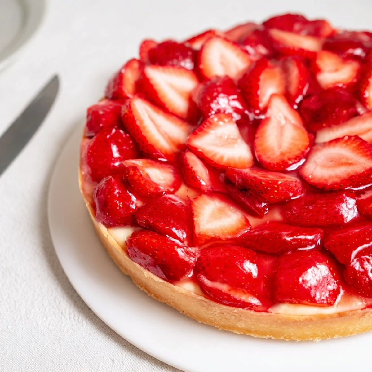 Bright Tarte aux Fraises plated with mint, silky custard and berry aroma