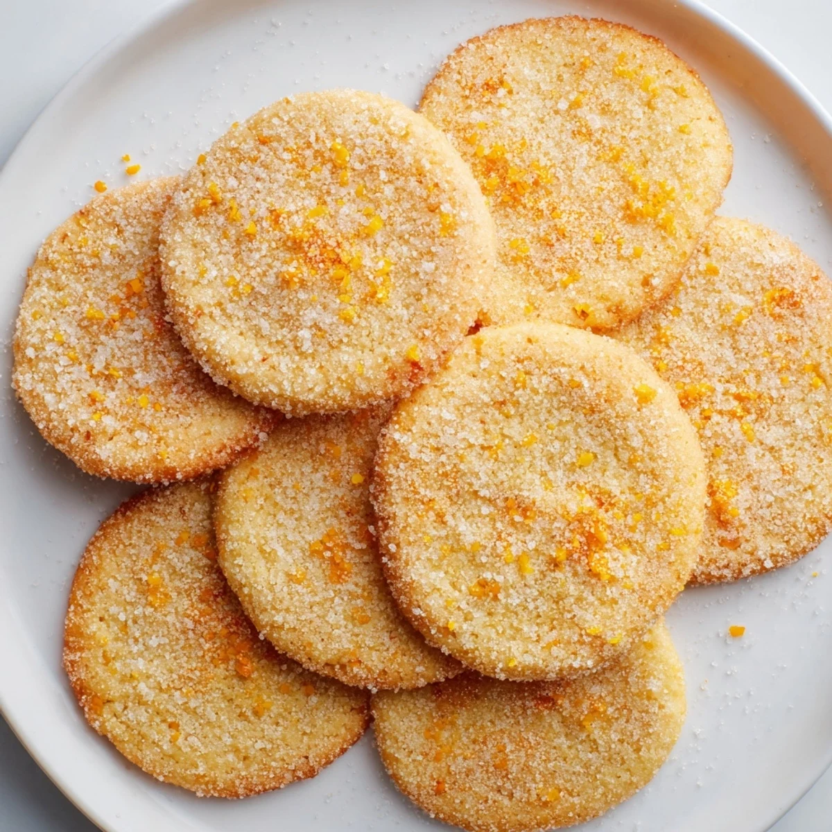 Buttery Orange Sugar Zest Cookies garnished with fresh citrus zest ready for tea time