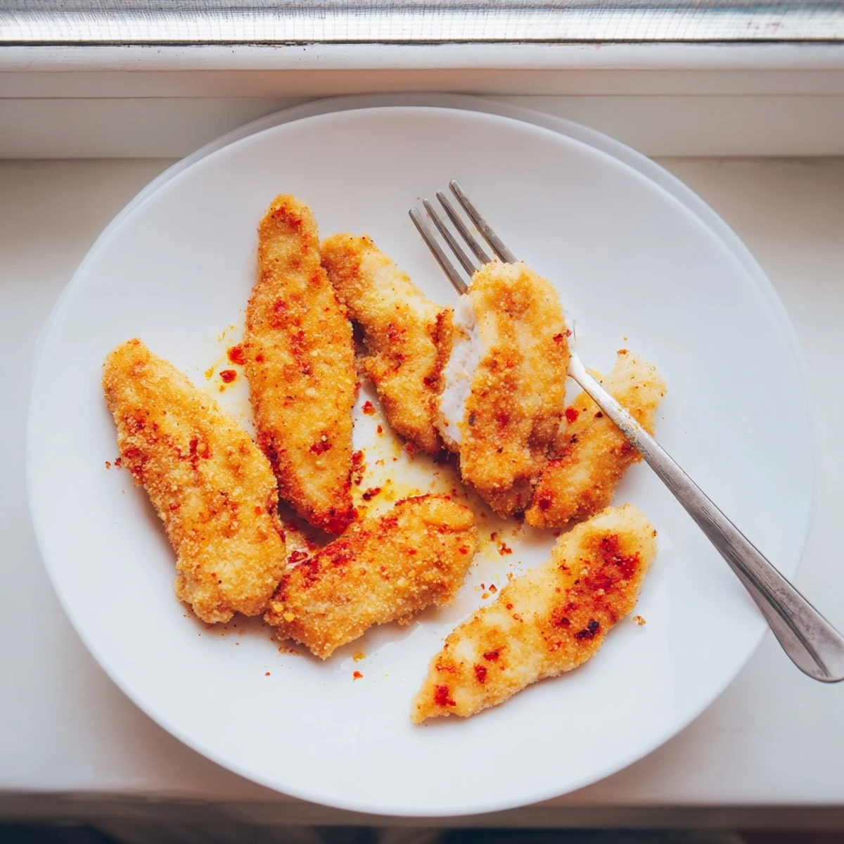 Juicy fried chicken breast marinated in buttermilk with seasoned flour breading