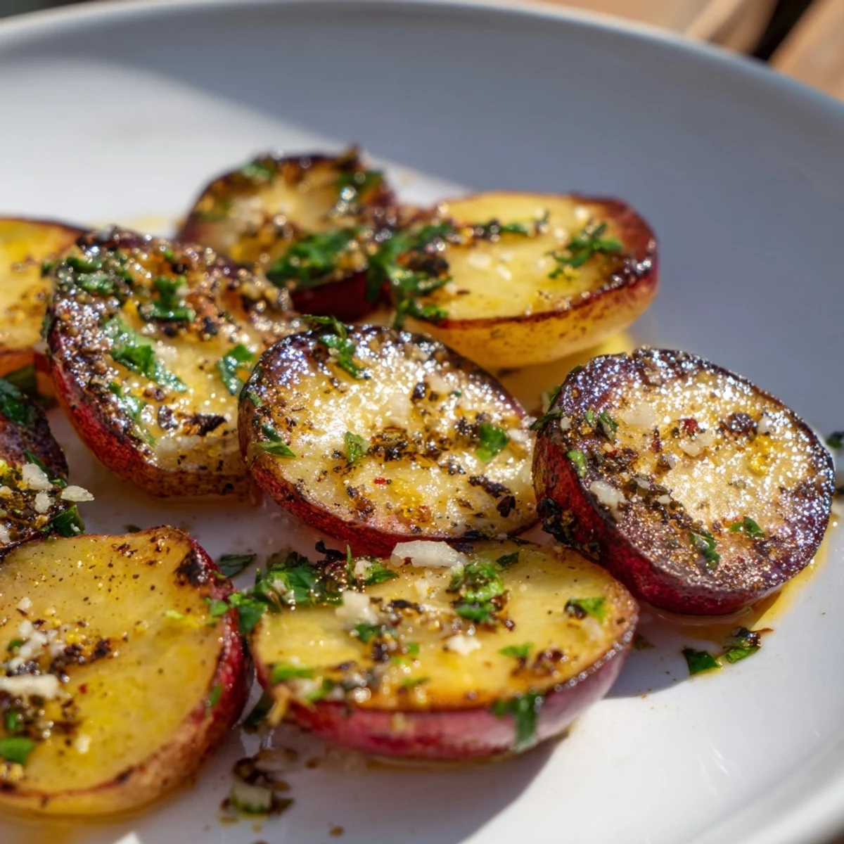 Tender caramelized radishes fresh from the oven with parsley garnish
