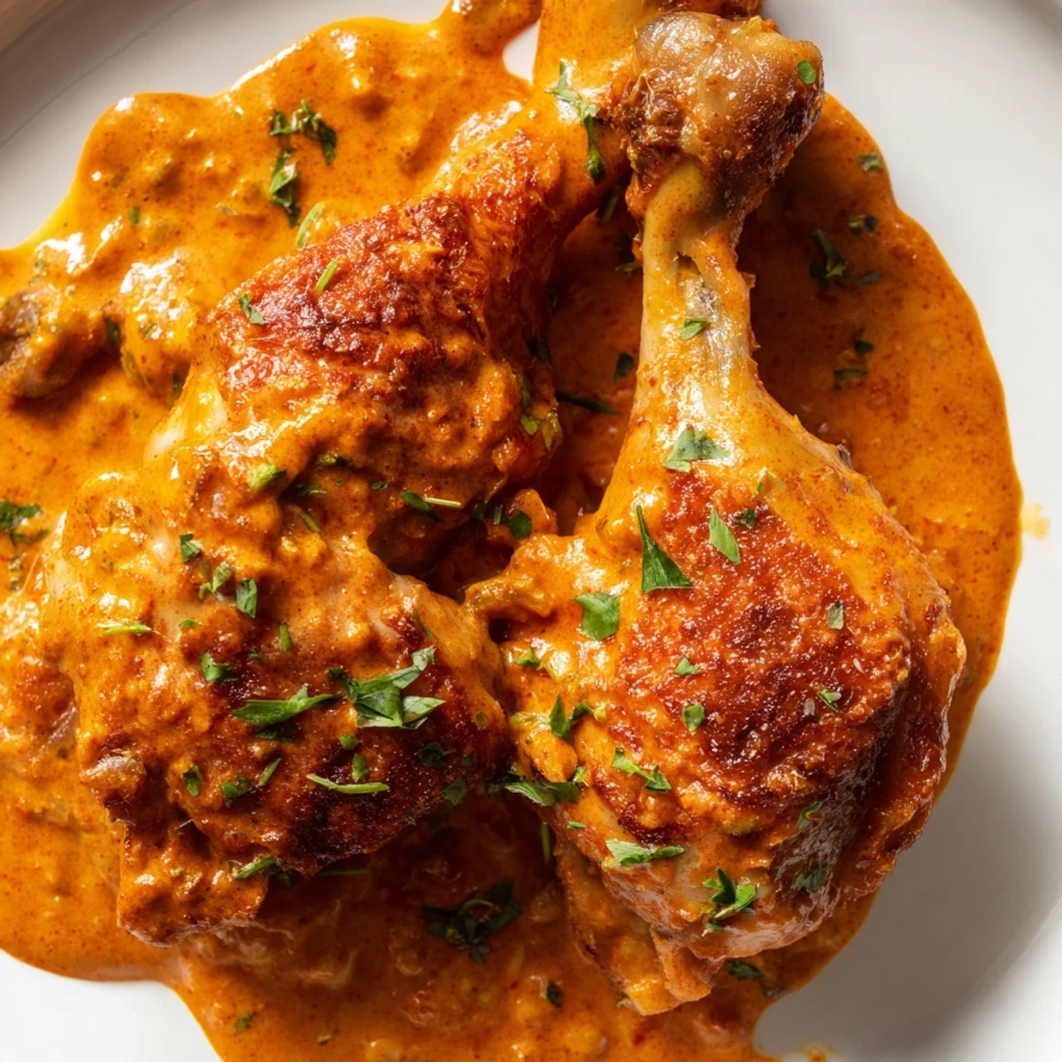 Juicy seared chicken drumsticks smothered in a velvety paprika cream sauce in a cast iron skillet