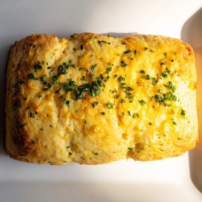 Sliced warm Red Lobsters Cheddar Bay Biscuit Loaf revealing fluffy texture and fresh parsley topping.